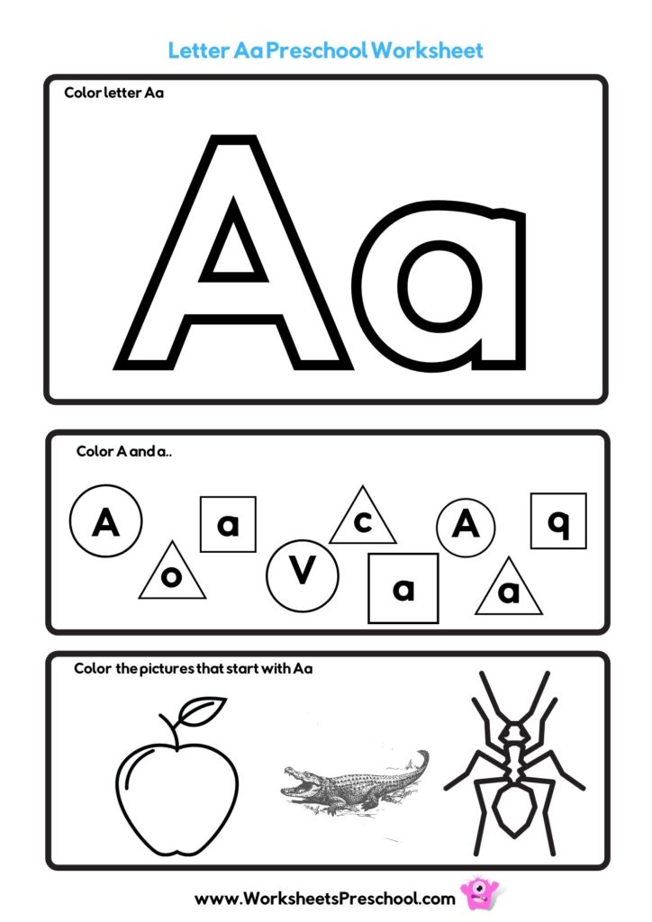 letter A printables to color