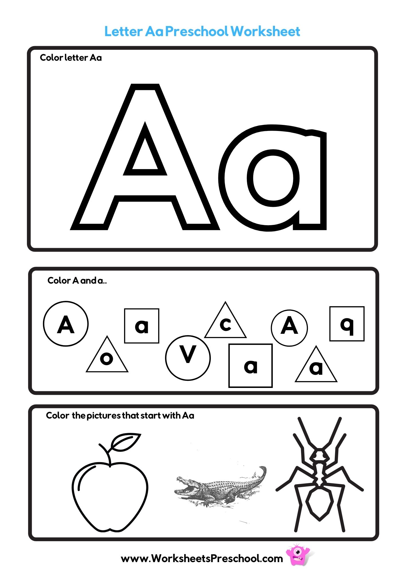 Alphabet Worksheets Preschool Letters Letter Recognition Kindergarten 