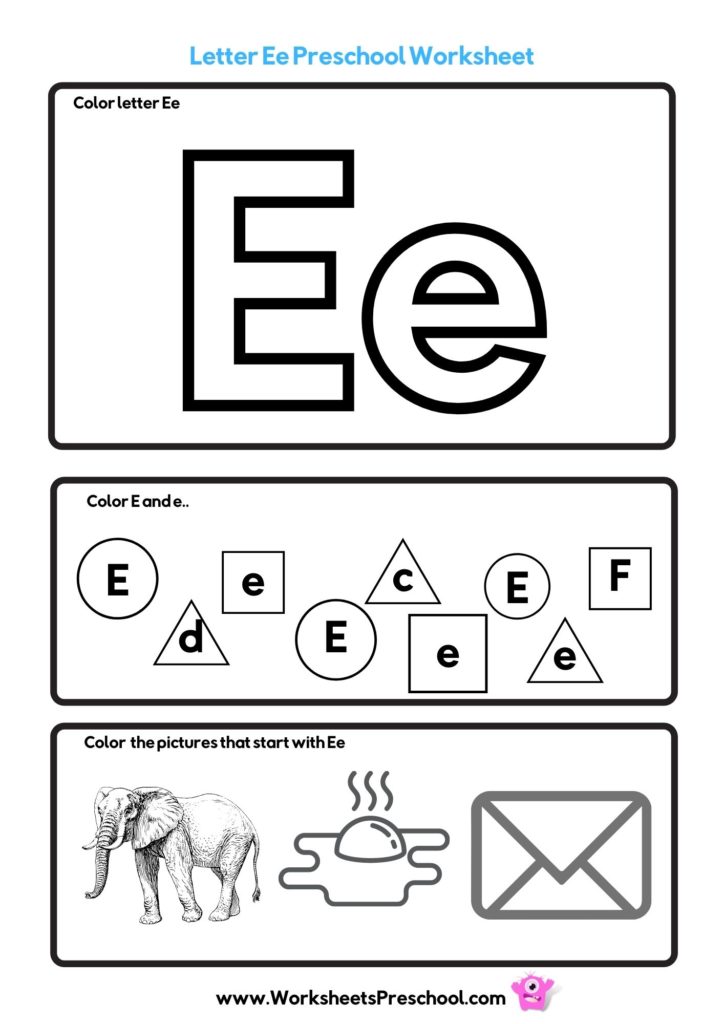 letter e worksheets to color