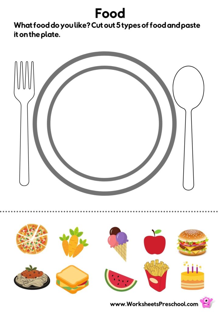 food plate worksheet, cut and paste