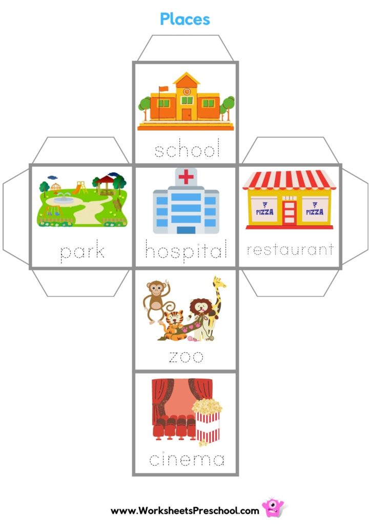 places in a town worksheets preschool