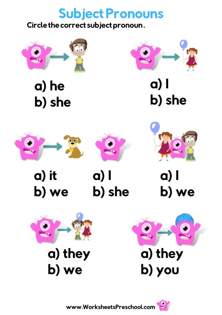 pronoun worksheets pdf, circle the pronoun