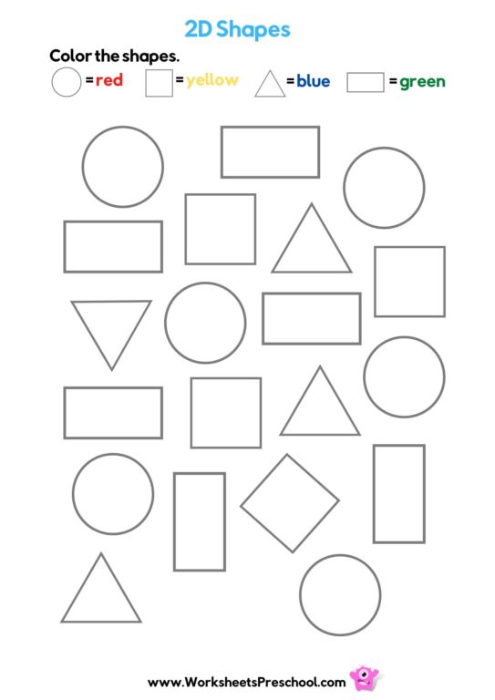 Shapes for Preschool | 4 Free Worksheets | PDF Printables