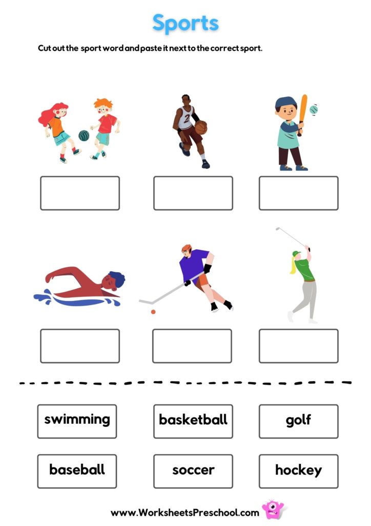 sports worksheets for preschool