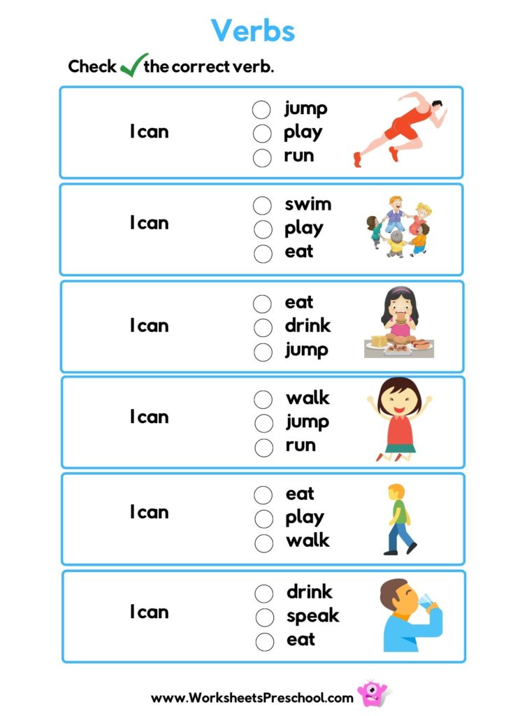 verb worksheets preschool